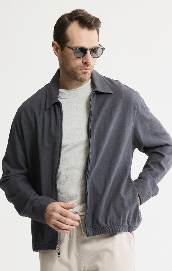 Linen Blend Zip Jacket | Men's Outwear | JACHS NY