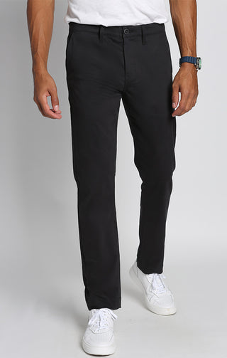 Black Bowie Straight Fit Stretch Sateen Chino Pant - JACHS NY