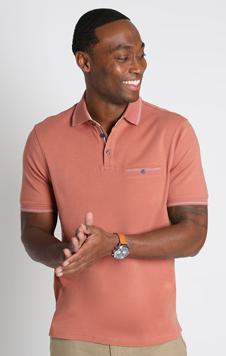 Red Luxe Cotton Interlock Polo Shirt - JACHS NY