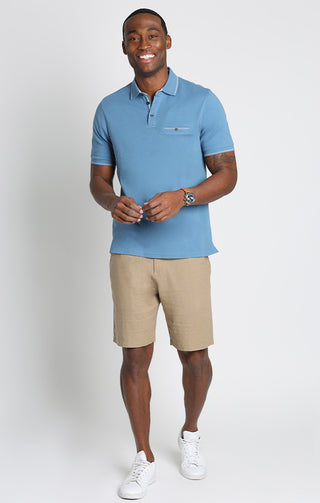 Slate Luxe Cotton Interlock Polo Shirt - JACHS NY