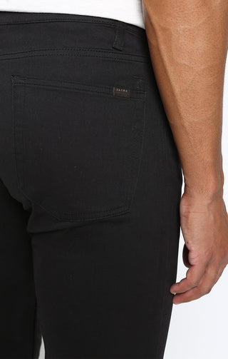 Black Straight Fit Stretch Sateen 5 Pocket Pant - JACHS NY