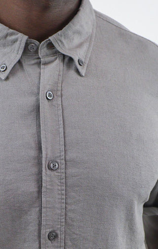 Charcoal Linen Blend Noho Short Sleeve Shirt - JACHS NY
