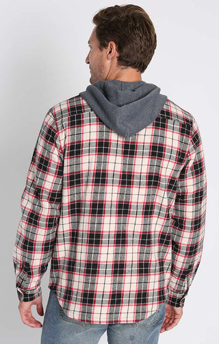 Black Flannel Hooded Shirt Jacket - JACHS NY