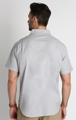 Grey Short Sleeve Cotton Linen Shirt - JACHS NY