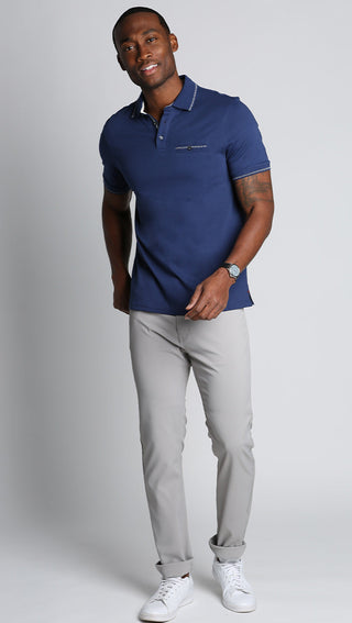 Indigo Luxe Cotton Interlock Polo Shirt - JACHS NY