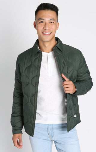 Forest Green Quilted Flannel Lined Puffer Jacket - JACHS NY