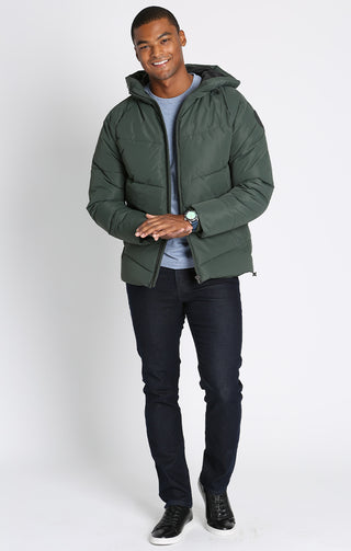Forest Green Quilted Hooded Puffer Jacket - JACHS NY