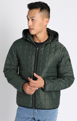 Forest Green Light Quilted Hooded Puffer Jacket - JACHS NY