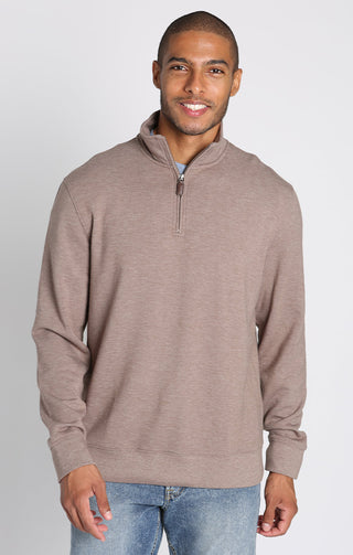 Oatmeal Quarter Zip Soft Touch Fleece Pullover - JACHS NY