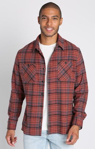 Red Stretch Midweight Flannel Workshirt - JACHS NY