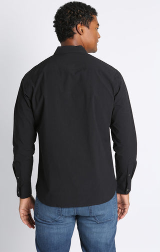 Black Paper Touch Long Sleeve Shirt - JACHS NY