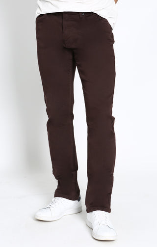 Brown Straight Fit Stretch Traveler Pant - JACHS NY