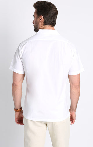 White Paper Touch Short Sleeve Camp Shirt - JACHS NY