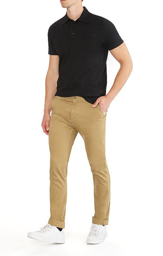 Tan Bowie Straight Fit Stretch Sateen Chino Pant - JACHS NY