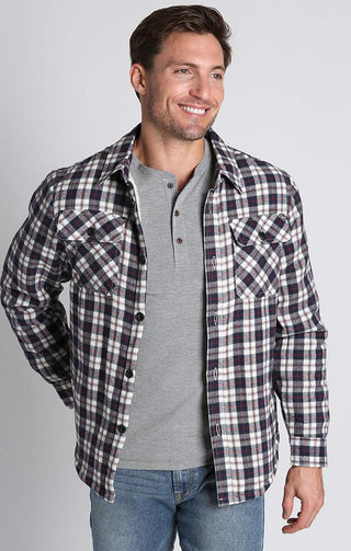 Dark Indigo Sherpa Lined Flannel Shirt Jacket - JACHS NY