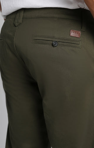 Forest Green Stretch Straight Fit Bowie Chino - JACHS NY