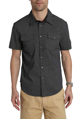 Black Scale Print Short Sleeve Tech Shirt - JACHS NY