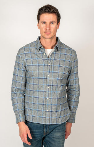 Grey Plaid Midweight Flannel - JACHS NY