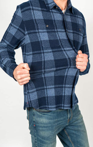 Denim Plaid Knit Flannel Shirt - JACHS NY