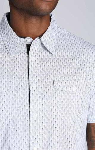 White Scale Print Short Sleeve Tech Shirt - JACHS NY