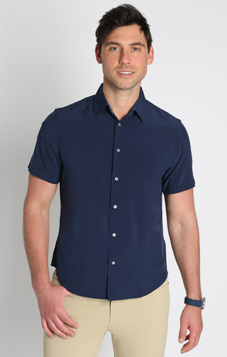 Navy Gravityless Short Sleeve Shirt - JACHS NY