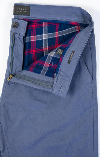 Slate Blue Flannel Lined Straight Fit Stretch Bowie Chino - JACHS NY