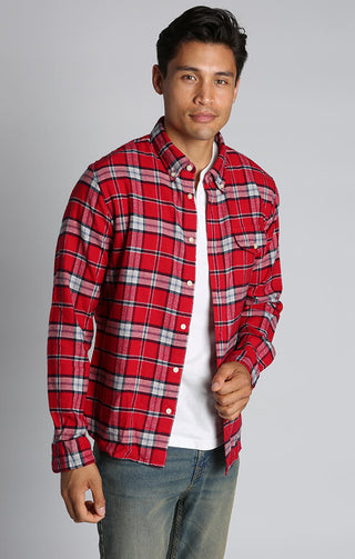 Red Plaid Flannel Shirt - JACHS NY