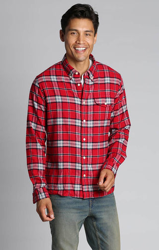 Red Plaid Flannel Shirt - JACHS NY