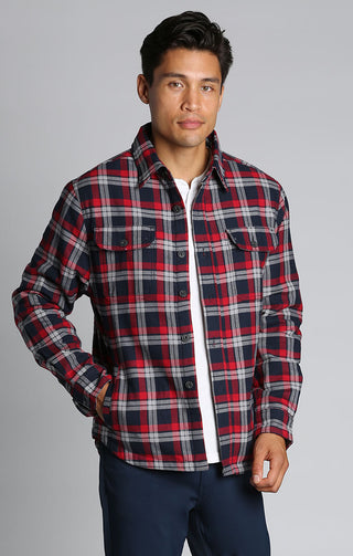 Red Quilted Lined Shirt Jacket - JACHS NY