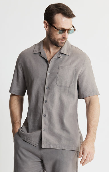 Linen Suffolk Short Sleeve Camp Shirt – JACHS NY