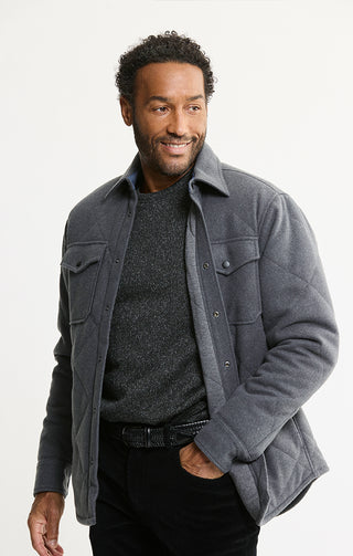 Quilted Brushed Knit Shirt Jacket - JACHS NY