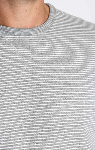 Grey Striped Sustainable Fleece Crewneck - JACHS NY