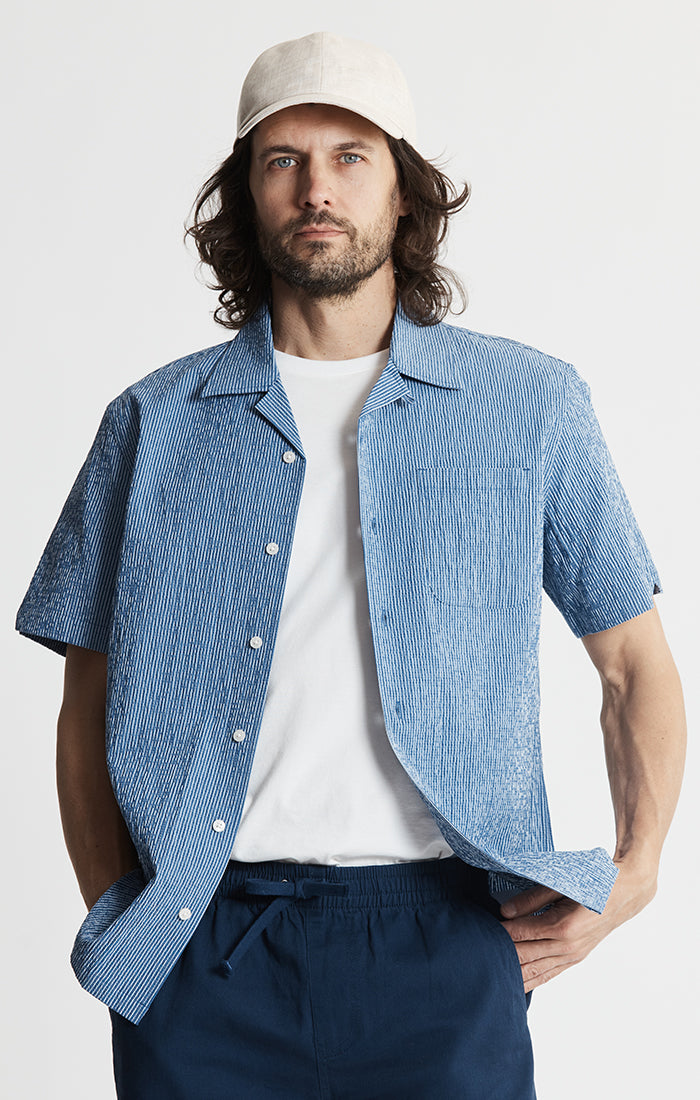 Seersucker Short Sleeve Camp Shirt – JACHS NY