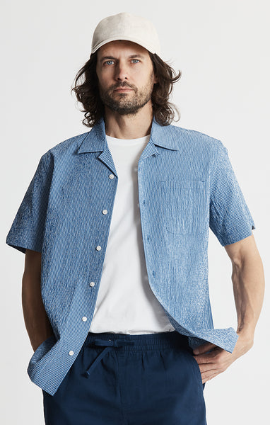 Seersucker Short Sleeve Camp Shirt – JACHS NY