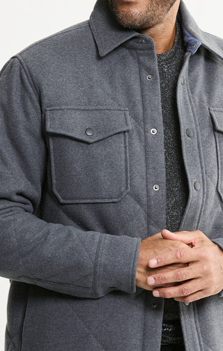Quilted Brushed Knit Shirt Jacket - JACHS NY