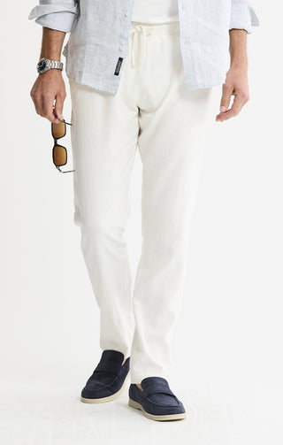 Linen Blend Drawstring Pants