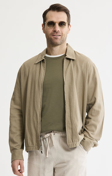 Linen Blend Zip Jacket | Men's Outwear | JACHS NY