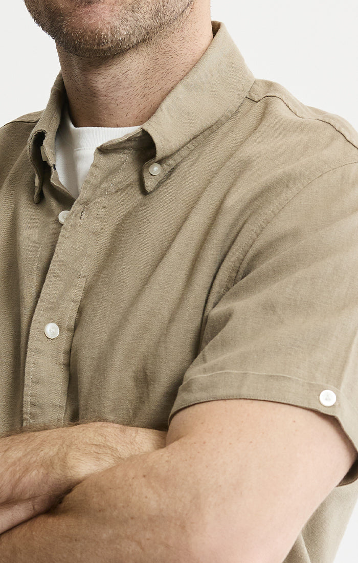 Mens Linen Blend Short Sleeve Shirt | Mens Short Sleeve Shirt