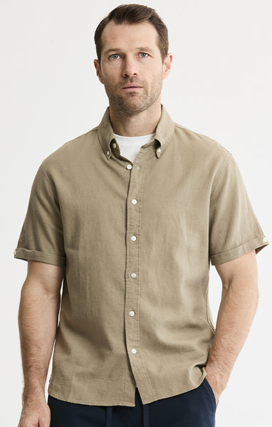 Linen Blend Short Sleeve Shirt | Men's Short Sleeve Shirts | JACHS NY