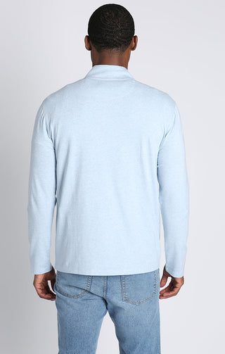 Blue Cotton Modal Quarter Zip Pullover - JACHS NY