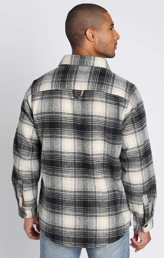 Grey Plaid Wool Blend Overshirt - JACHS NY