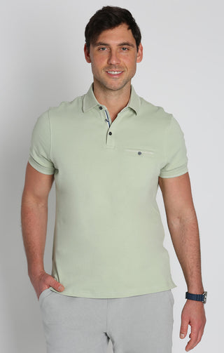 Green Luxe Cotton Interlock Polo Shirt - JACHS NY