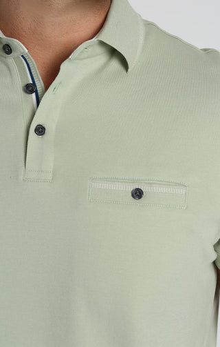 Green Luxe Cotton Interlock Polo Shirt - JACHS NY
