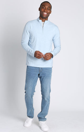 Blue Cotton Modal Quarter Zip Pullover - JACHS NY
