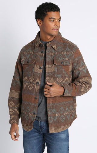 Brown Wool Blend Shirt Jacket - JACHS NY