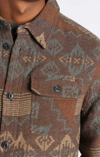 Brown Wool Blend Shirt Jacket - JACHS NY