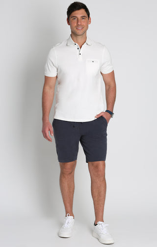 White Luxe Cotton Interlock Polo Shirt - JACHS NY