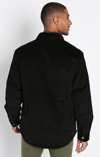 Black Sherpa Lined Corduroy Shirt Jacket - JACHS NY