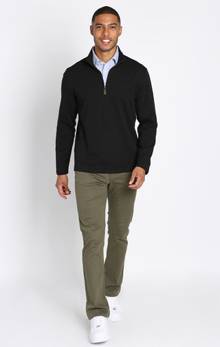 BLACK 1/4 ZIP PULL-OVER IN COTTON MODAL - JACHS NY