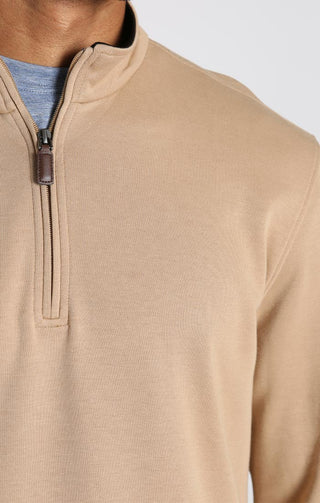 Camel Quarter Zip Cotton Modal Pullover - JACHS NY